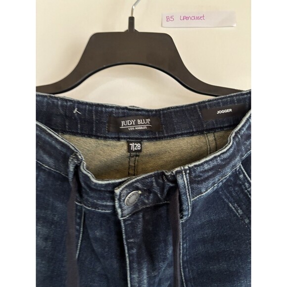 Judy Blue High Waist Straight Jogger Jeans Size 7/28 Dark Wash Pockets - Picture 2 of 5